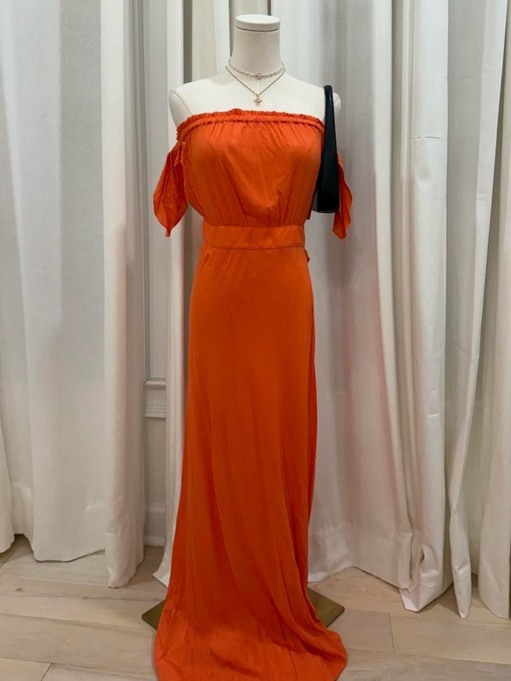Flynn Skye Coral Crinkle Maxi Dress